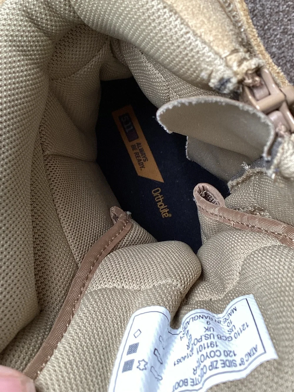 5.11 Tactical ATAC 2.0 8” Tan Suede Combat Boots Side Zip